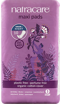 natural maxi night time pads pack