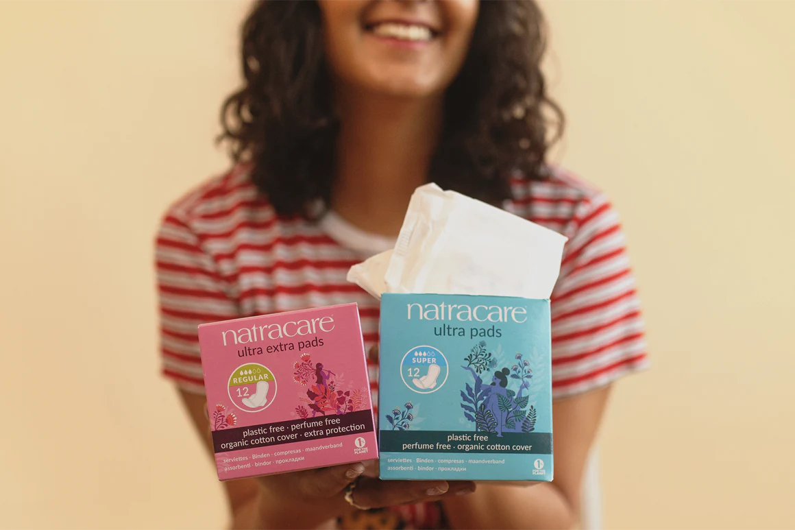 Close-up of two Natracare packs