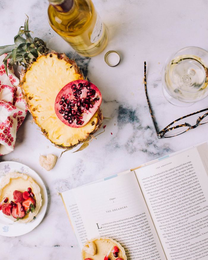 sliced pineapple with fruits