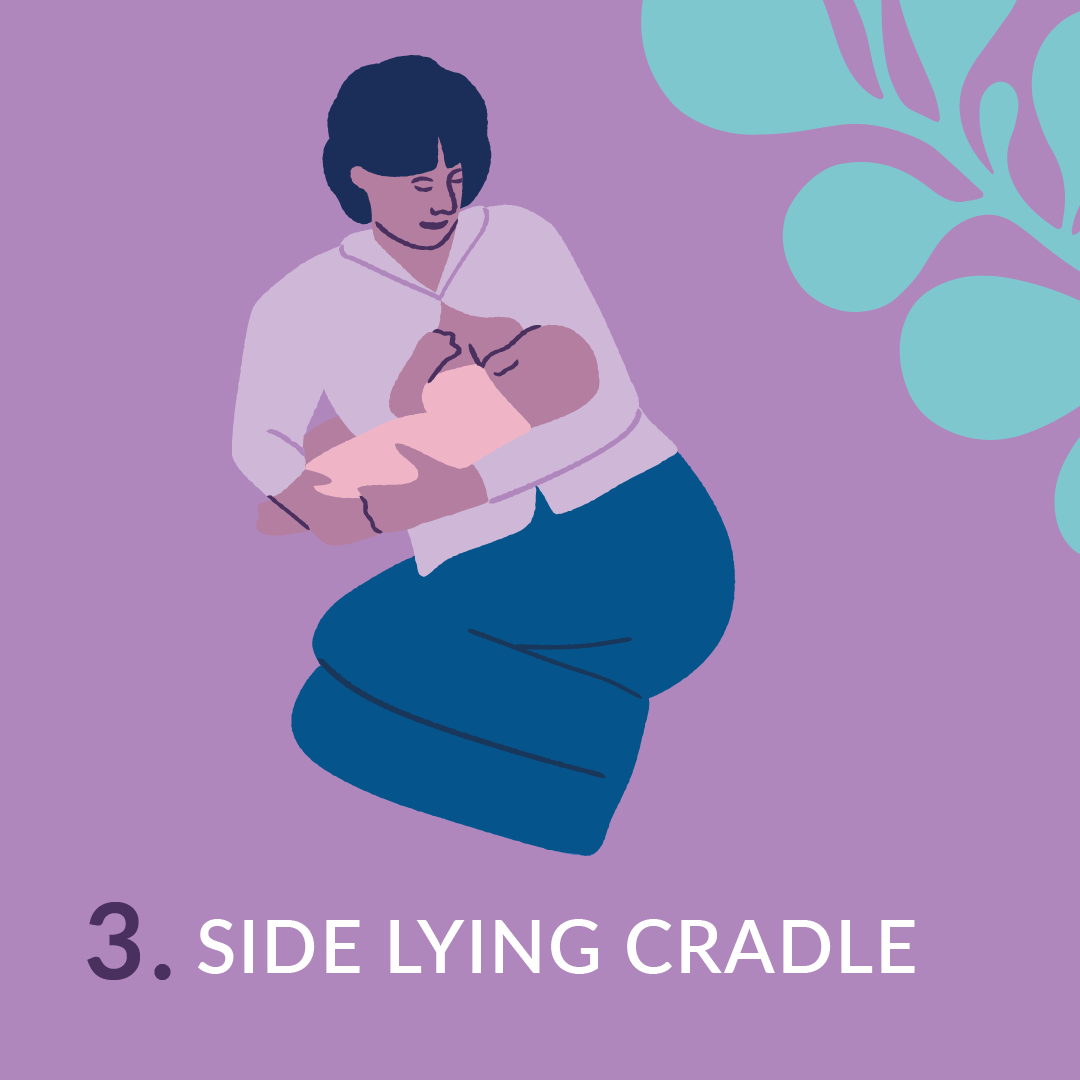 Side lying cradle breastfeeding position