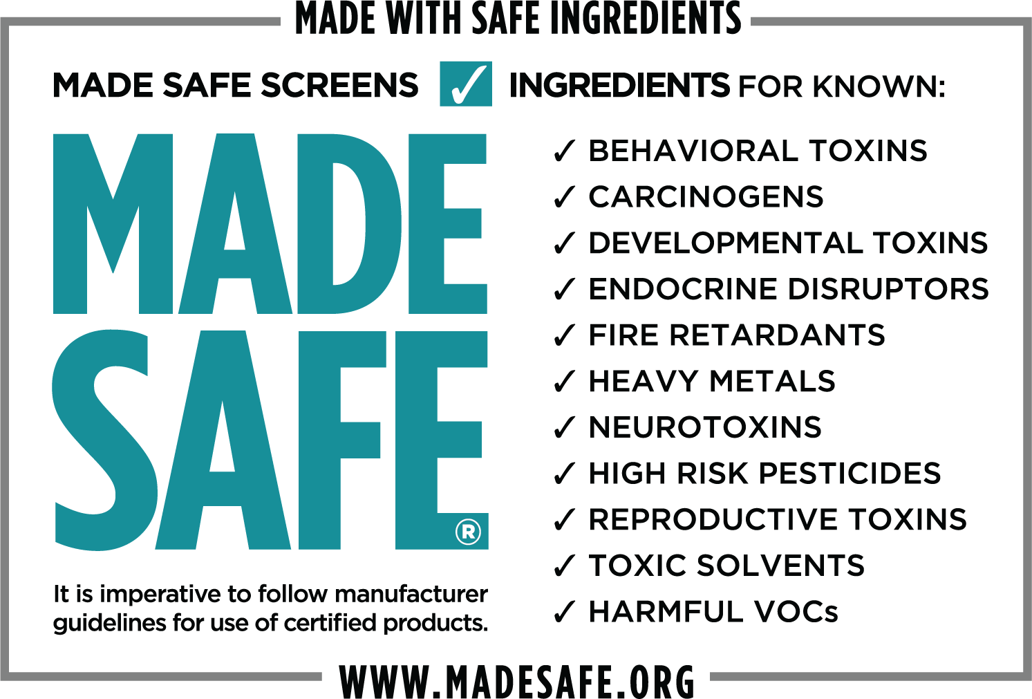Made Safe seal with supporting statements