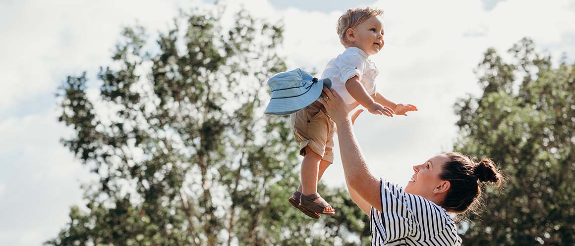 happy baby and mum having fun