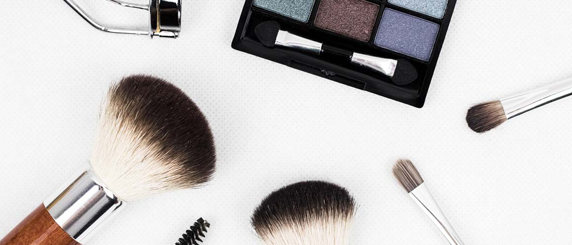 makeup palette and brushes