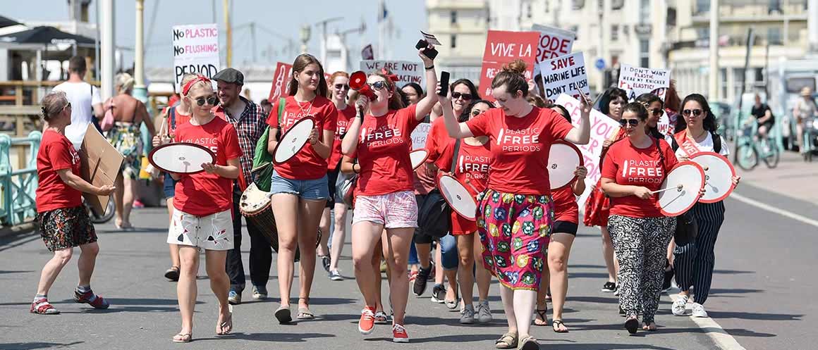 plastic free periods protest in brighton