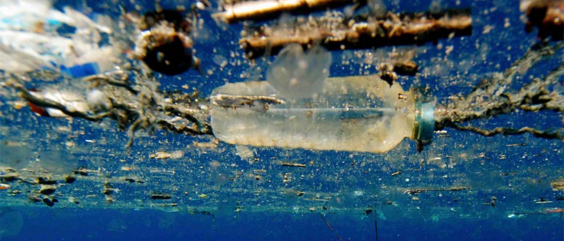 plastic floating in sea