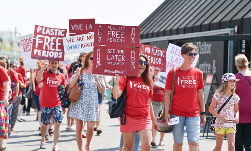 plastic period protest in brighton