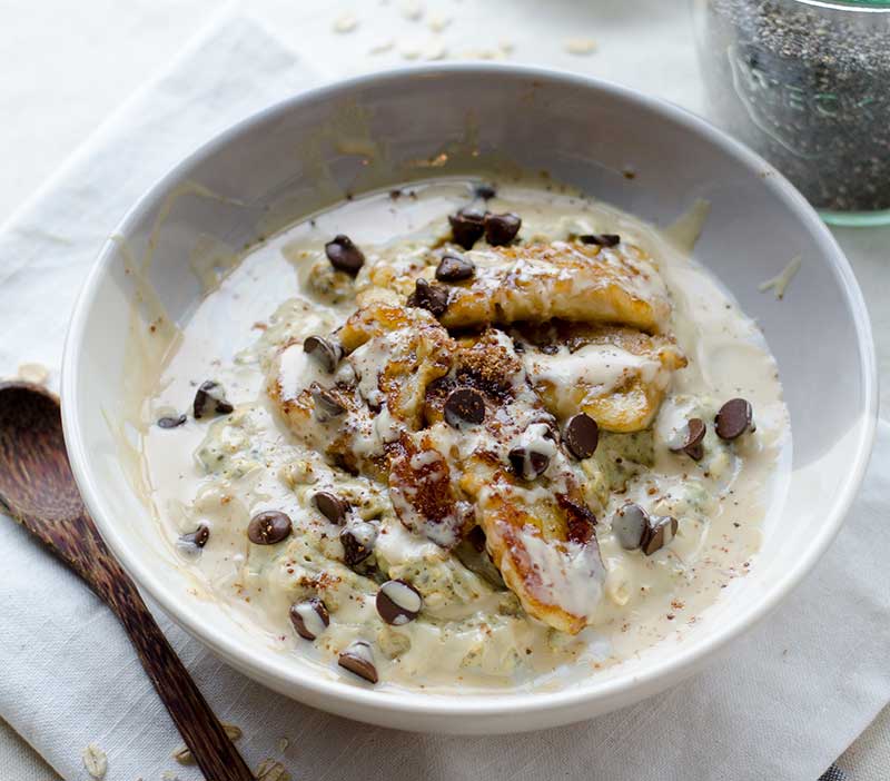 gachas con plátano y chocolate veganas