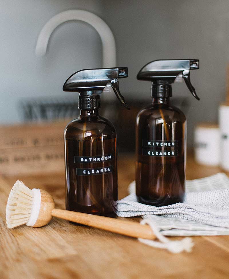 DIY bathroom and kitchen cleaner bottles