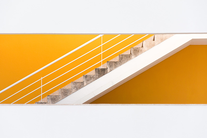 Stairs with yellow background