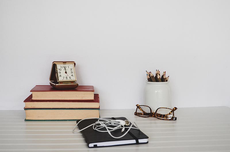 alarm clock on desk