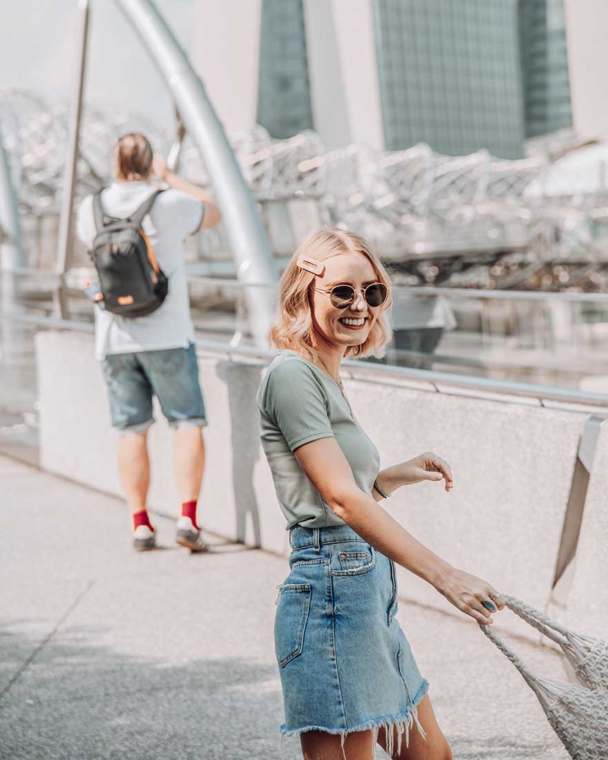 Georgia Caney smiling in Singapore