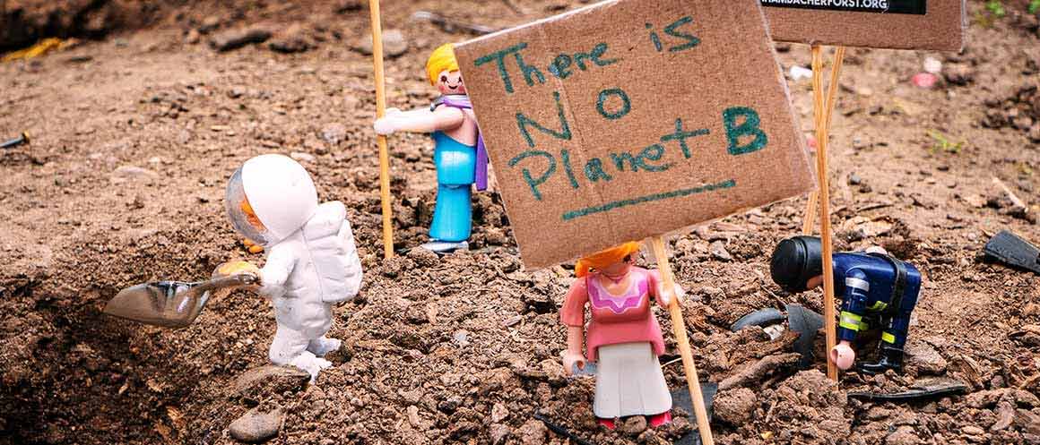 lego figures protesting for climate change