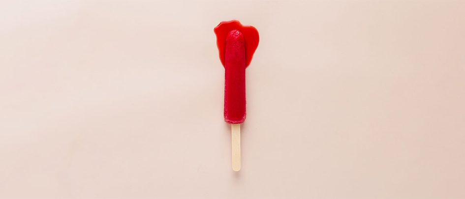 melting red lollipop period blood