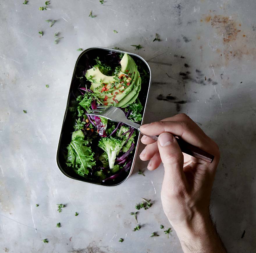 salads in a reusable container