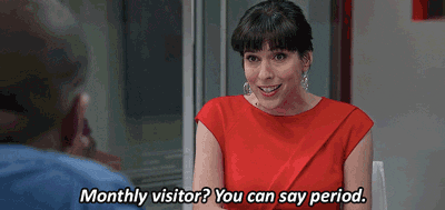 gif of woman talking about periods
