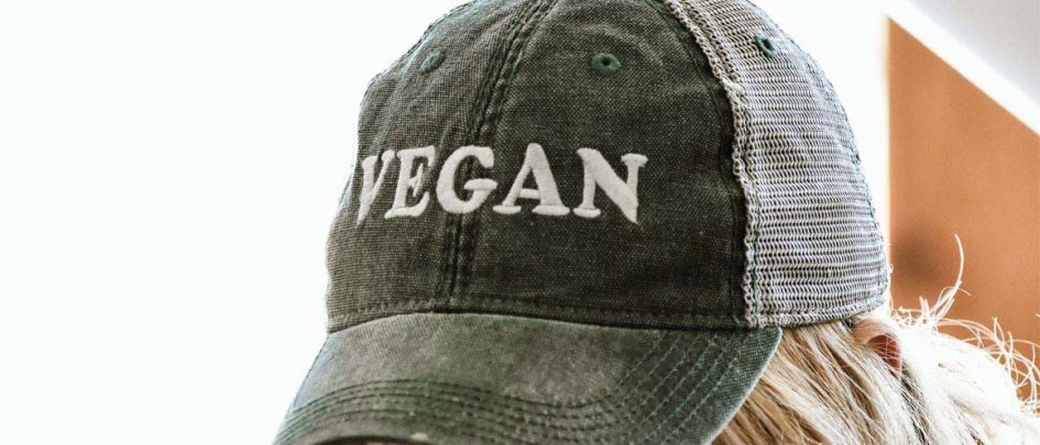 cap with vegan letter embroidery