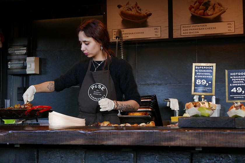 A woman working in a cafe