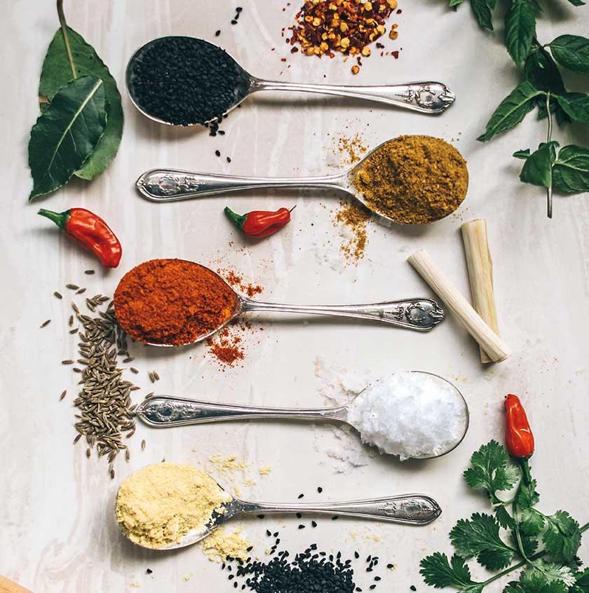 spices on spoons