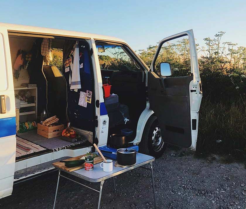 campervan with picnic table