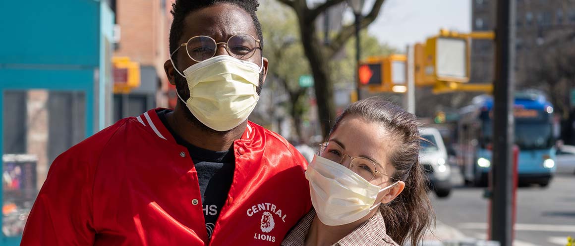 couple wearing face masks