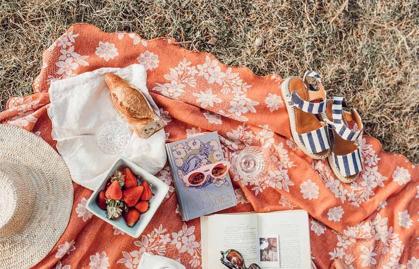 DIY picnic with food and books