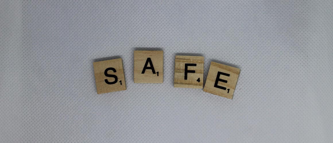 scrabble letters spelling the word safe