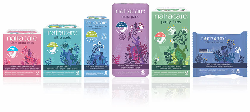 Natracare period products new packaging redesign 2021
