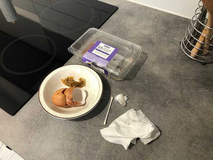 A person's daily waste on a counter top