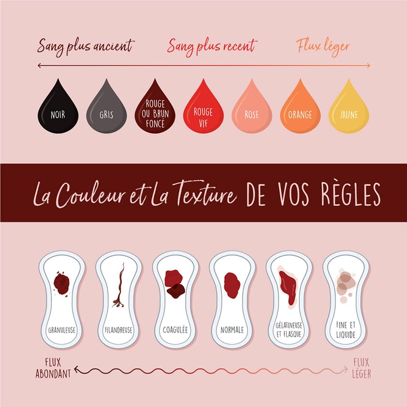 la couleur et la texture de vos règles sang menstruel infographie 