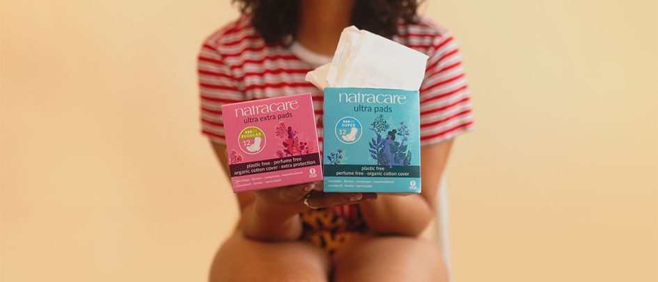 Natracare pads being held