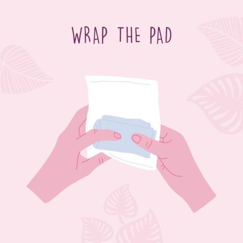 wrap up a used pad with a wrapper or toilet roll