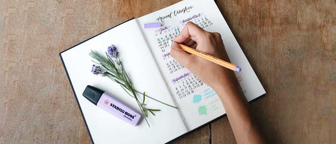 handgetekend dagboek dat gemoedstoestand bijhoudt