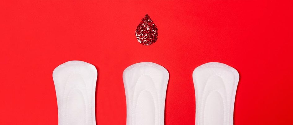 pads underneath glitter blood droplet