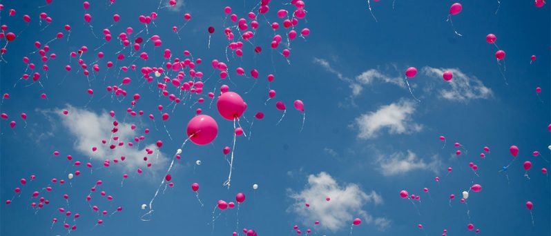 pink balloons for breast cancer awareness