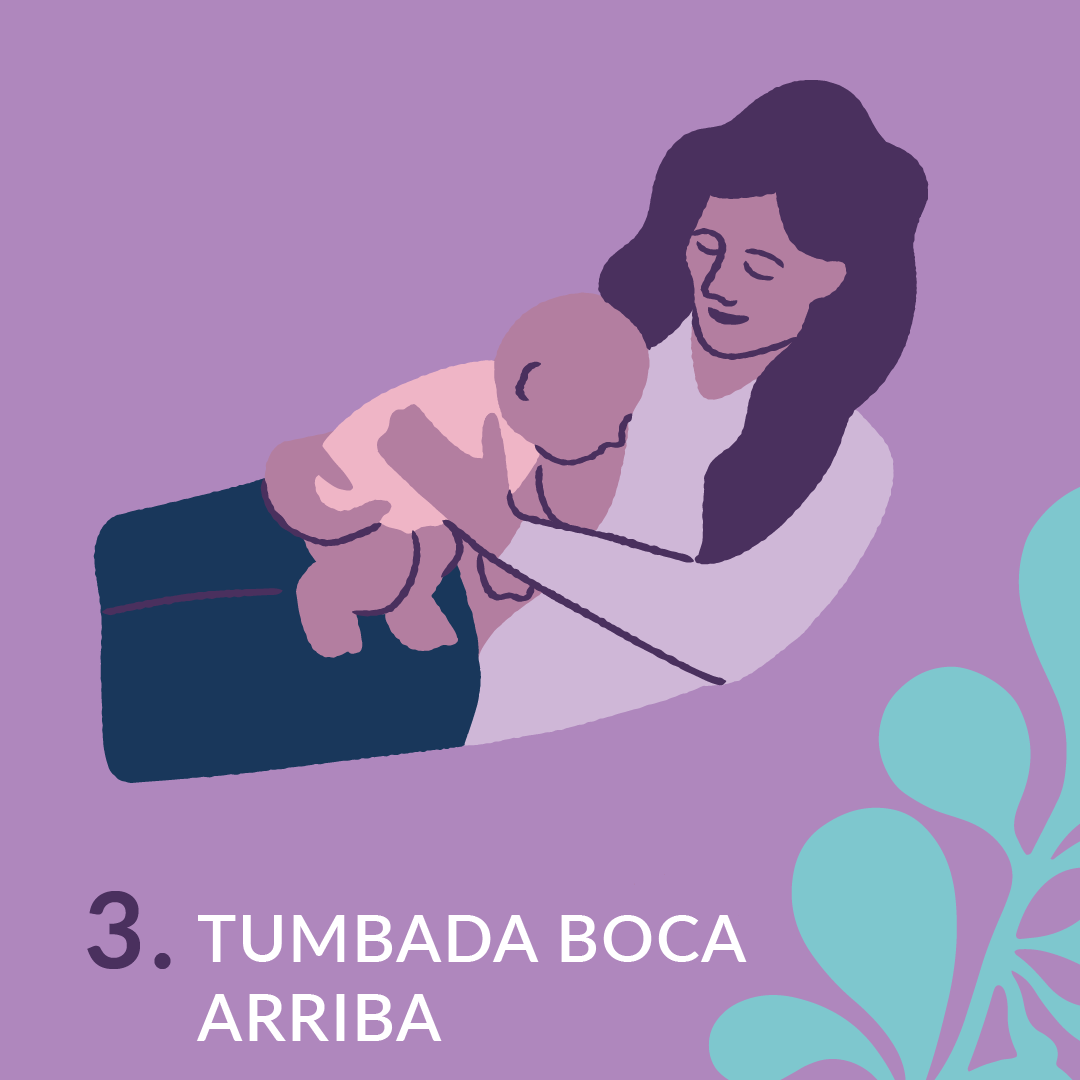 Tumbada boca arriba posición para dar el pecho